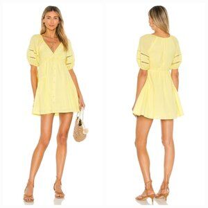 Tularosa Ciceli Embroidered Dress in Lemon Yellow
